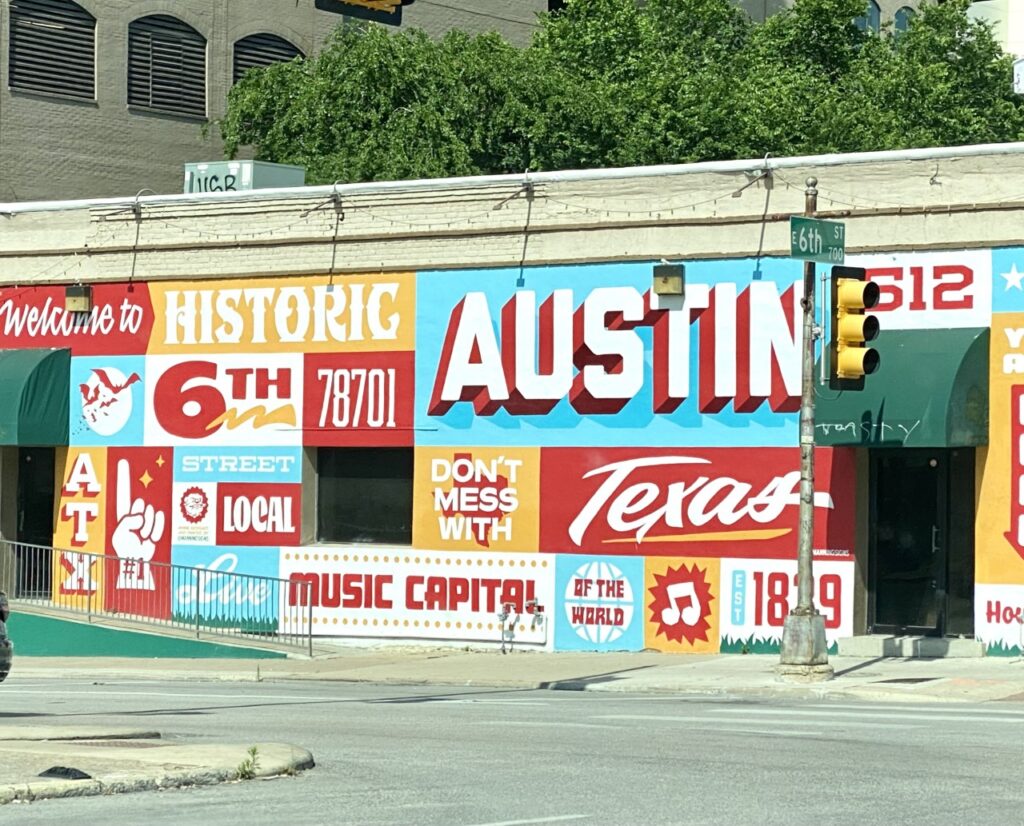 historic 6th street mural in austin, texas