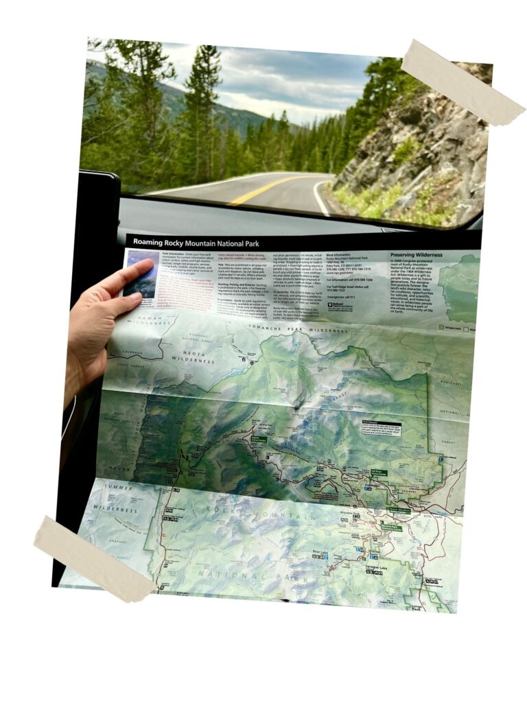 woman holding a map in a car during a road trip