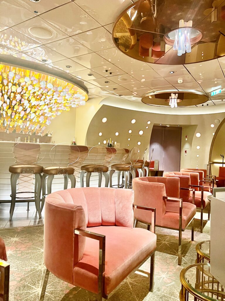 pink chairs in a pink bar