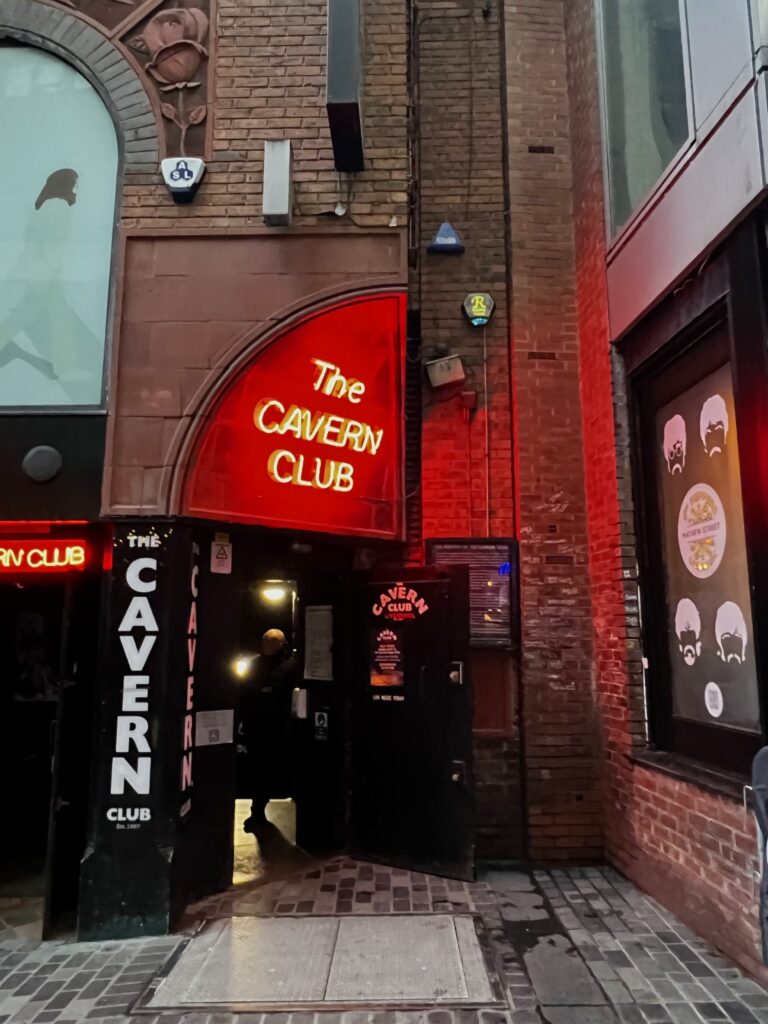 the entrance door to the famous music venue "The Cavern Club"