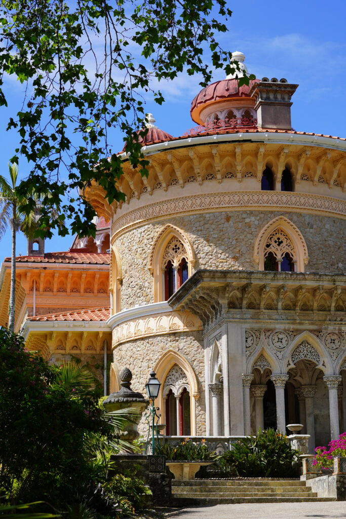 the entrance of the Monserrate Palace in Sintra, Portugal near Lisbon