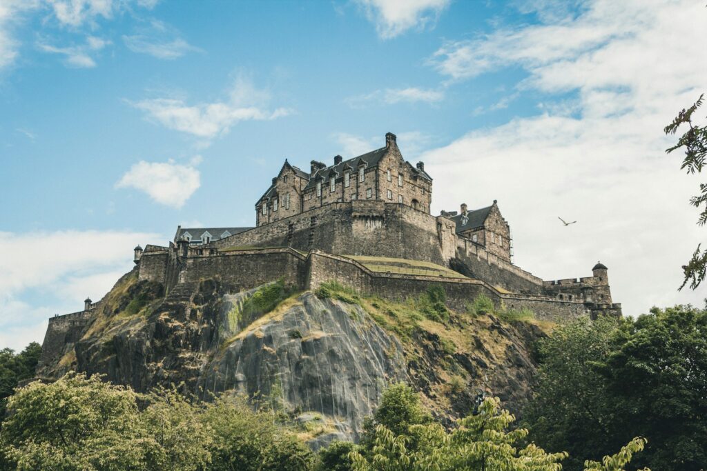 a castle that sits atop of a volcanic plug 